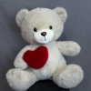 Плюшена играчка Мече със сърце, екрю, 30 см