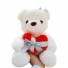 Плюшено мече със сърце в панделка, бяло, 30 см 
