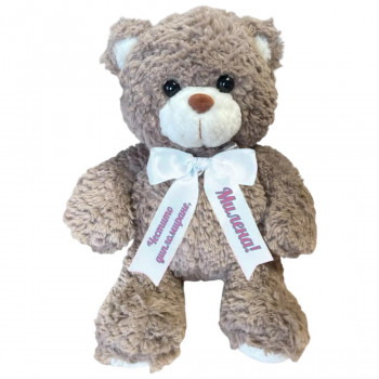 Плюшено мече с надпис за дипломиране, кафяво, 30 см