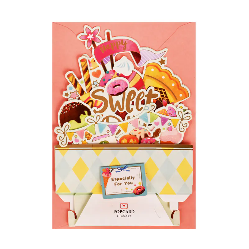 Луксозна 3D картичка на поставка - Букет Сладост