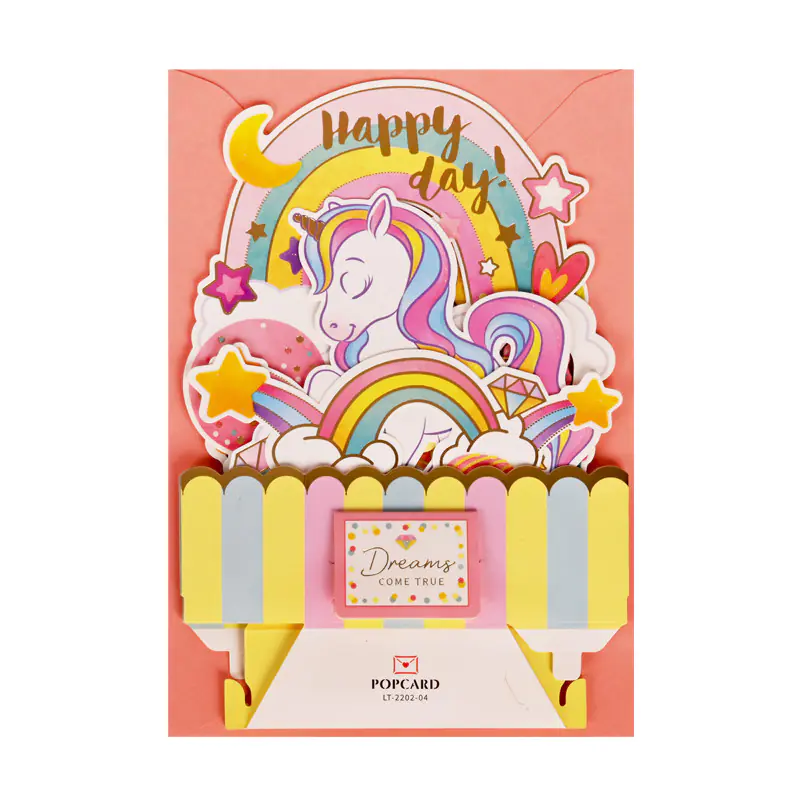 Луксозна 3D картичка на поставка - Еднорог