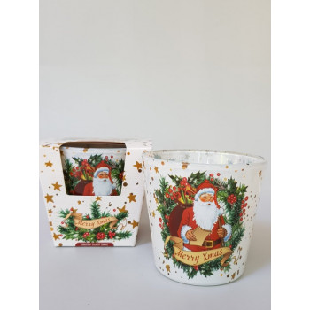 Коледна ароматна свещ в чаша с Дядо Коледа