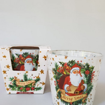 Коледна ароматна свещ в чаша с Дядо Коледа