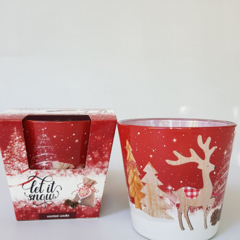 Коледна ароматна свещ в чаша с елени