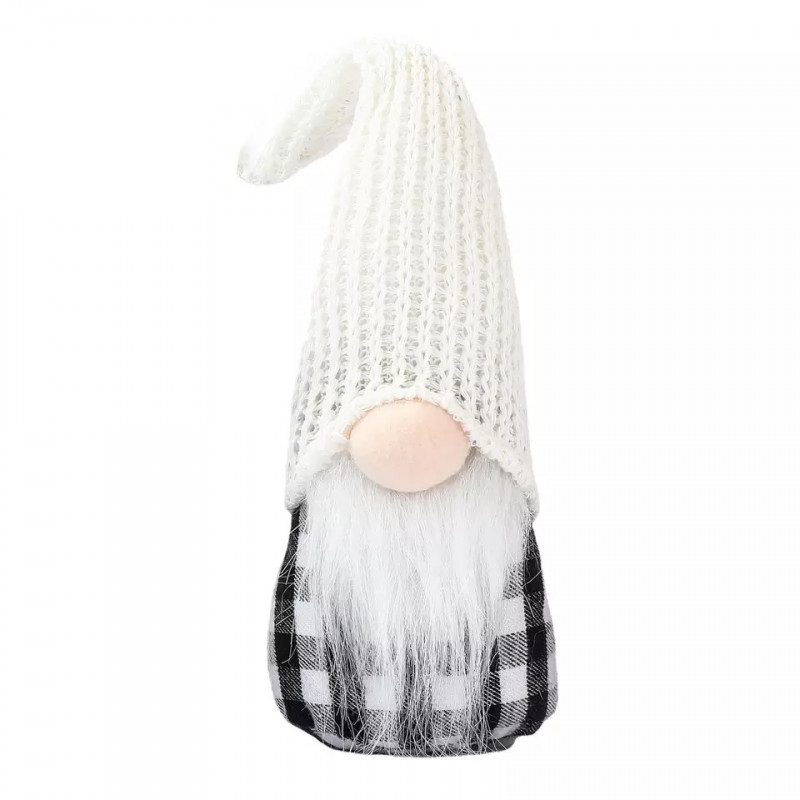 Плюшен Коледен Гном с бяла шапка, 25 см