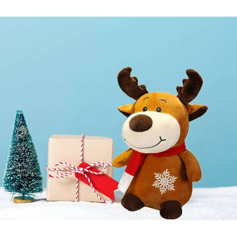 Плюшен Коледен елен Руди с коледна песен, 20 см