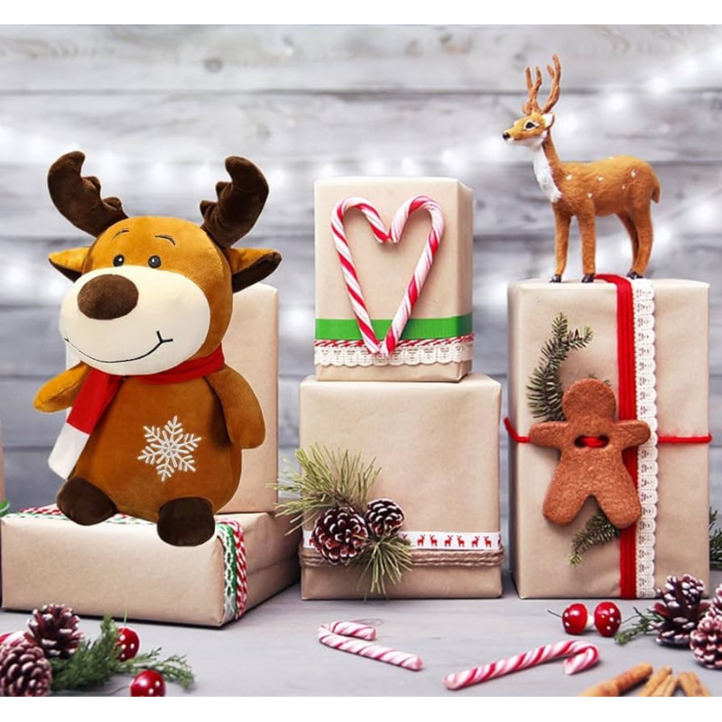 Плюшен Коледен елен Руди с коледна песен, 20 см