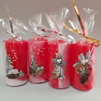 Коледна свещ цилиндър с декорация 50/100