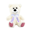 Плюшено мече с надписана панделка, бяло, 15 см