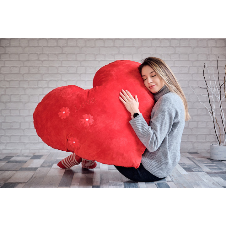 Плюшено сърце, червено, 100 см