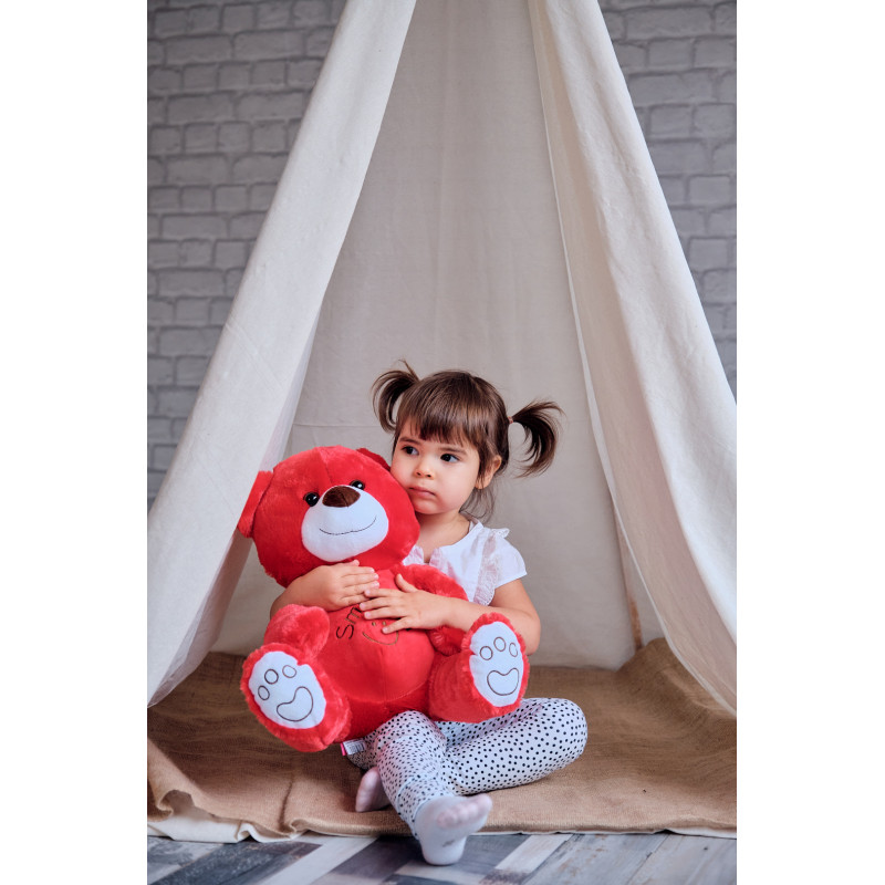 Плюшено мече Smile on, червено, 40 см