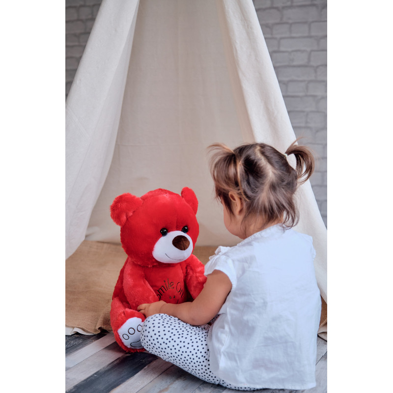 Плюшено мече Smile on, червено, 40 см