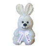 Плюшено зайче с надписана панделка, бяло, 30 см