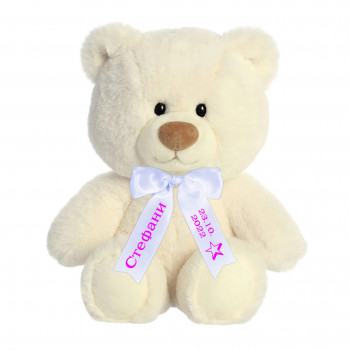 Плюшено мече, екрю с надписана панделка