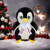 Плюшен пингвин с коледна песен и надписана панделка, 23 см