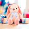 Плюшено зайче Бони с надписана панделка, розово, 23 см