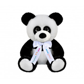 Плюшена панда с надписана панделка, 30 см