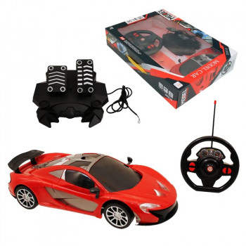 Симулационна червена кола с педали и волан 1:16 