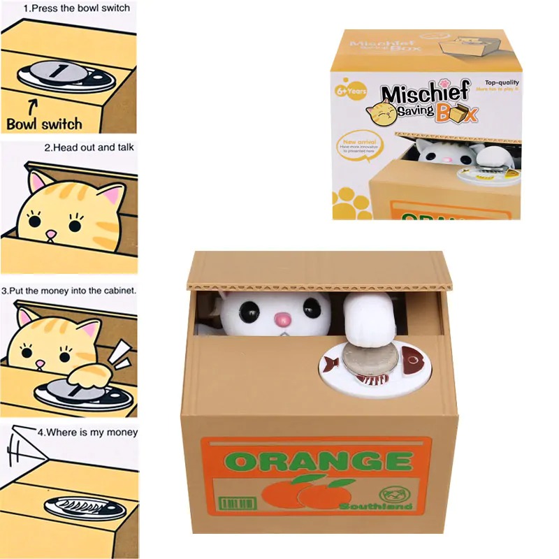 Интерактивна касичка Крадливо коте в бяло