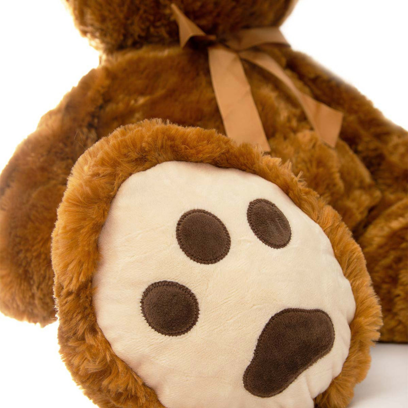 Плюшен мечок с кафяви лапички, тъмно кафяв, 90 см