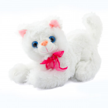 Плюшено коте Мия, бяло, 25 см
