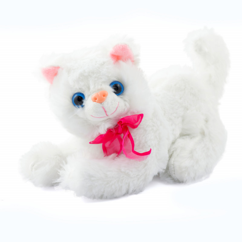 Плюшено коте Мия, бяло, 25 см