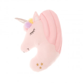 Плюшена възглавничка еднорог, розова, 32 см