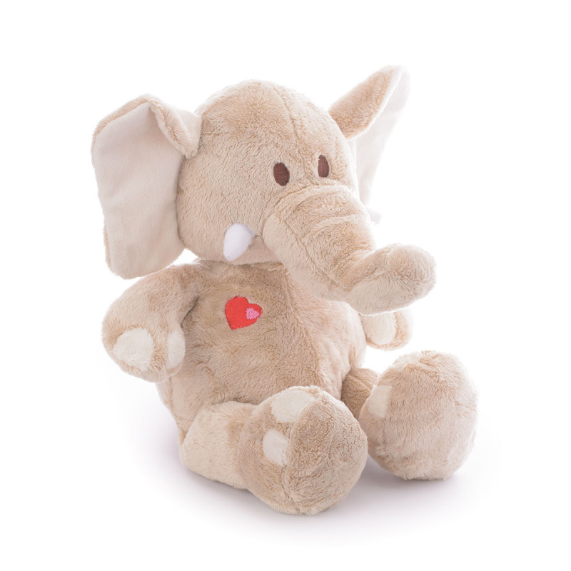 Плюшен слон със сърце, бежов, 40 см