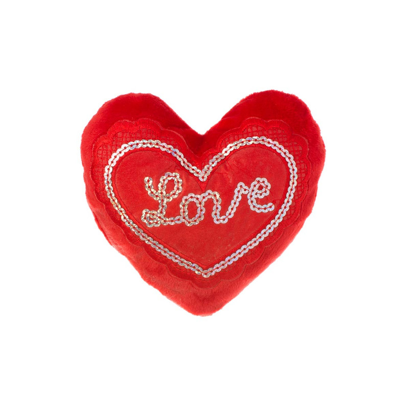 Плюшено сърце Love със звук, червено, 15 см