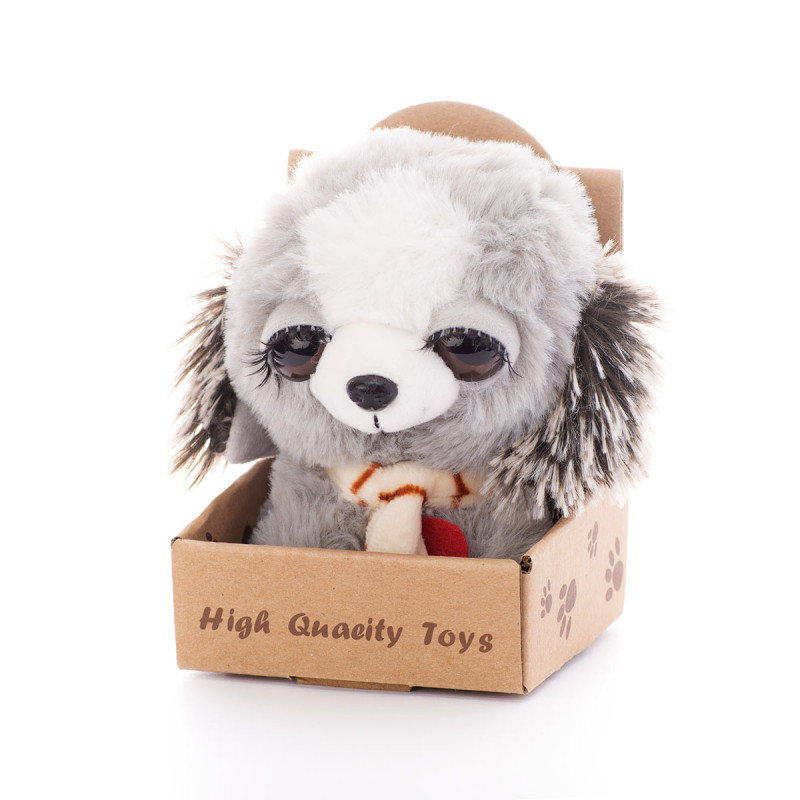 Плюшено куче в органична опаковка, сиво, 13 см