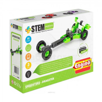 Детски конструктор Енджино СТЕМ - Герой драгстер в зелено