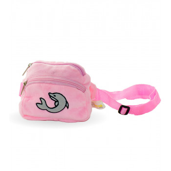 Плюшена чантичка с делфин, розова, 15 см