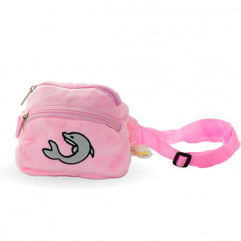 Плюшена чантичка с делфин, розова, 15 см