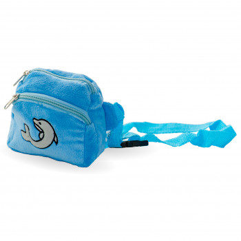 Плюшена чантичка с делфин, синя, 15 см