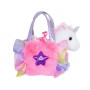 Плюшена играчка Аврора - Еднорог в чантичка, 20 см