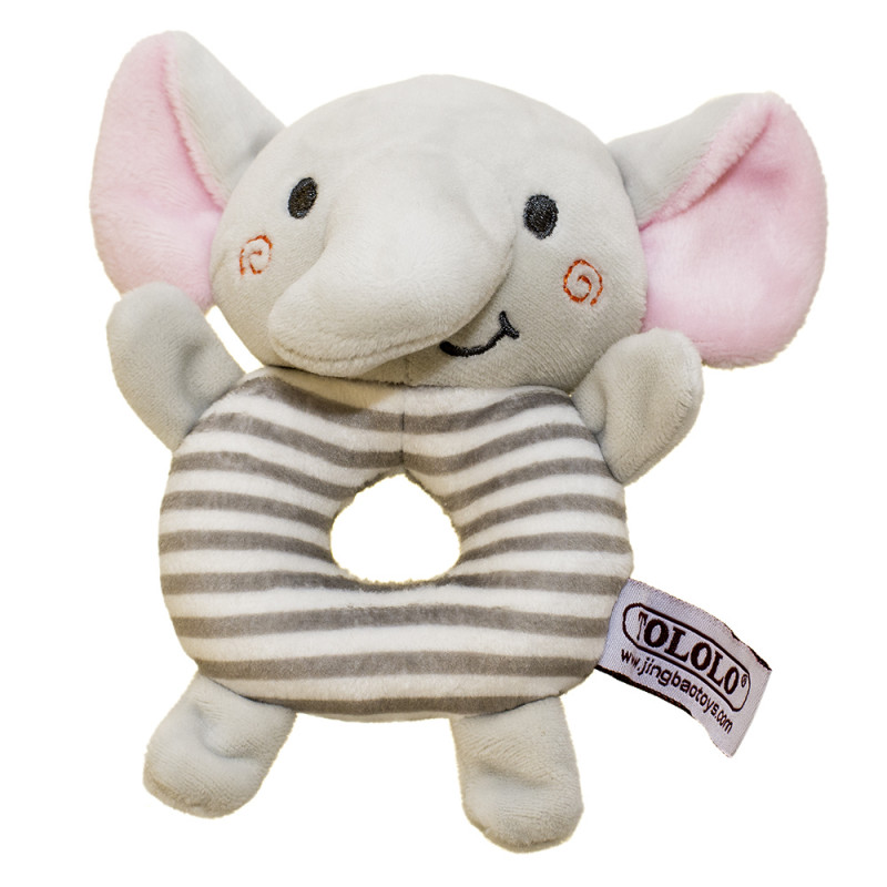 Бебешка плюшена дрънкалка със слонче, 17 см