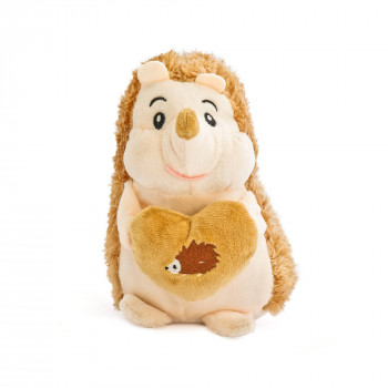 Плюшен таралеж със сърце, жълт, 20 см