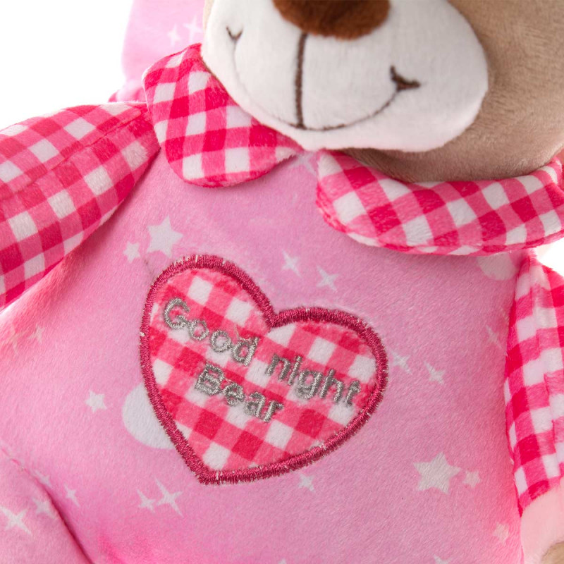 Плюшено мече за гушкане Лека нощ, розово