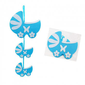 Апликация за стена - Синя бебешка количка