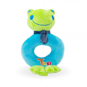 Бебешка плюшена дрънкалка Жабка, 14 см