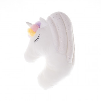 Плюшена възглавничка еднорог, бяла, 32 см