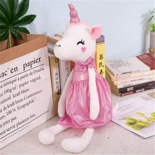 Плюшен еднорог с розова блестяща рокля