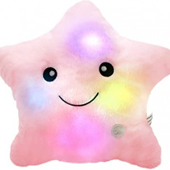 Плюшена звезда с LED светлини, розова, 30 см