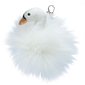 Плюшен ключодържател лебед, бял, 15 см