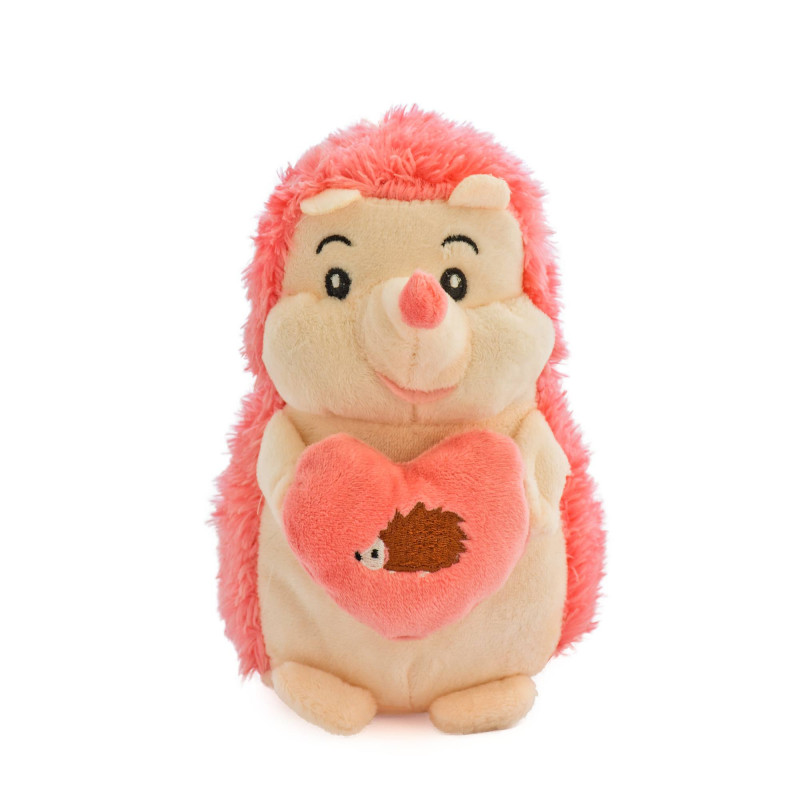 Плюшен таралеж със сърце, розов, 20 см