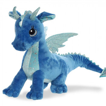 Плюшен дракон Aurora, син, 30 см