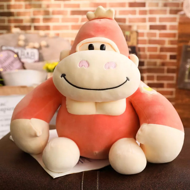 Плюшена горила, розова, 22 см