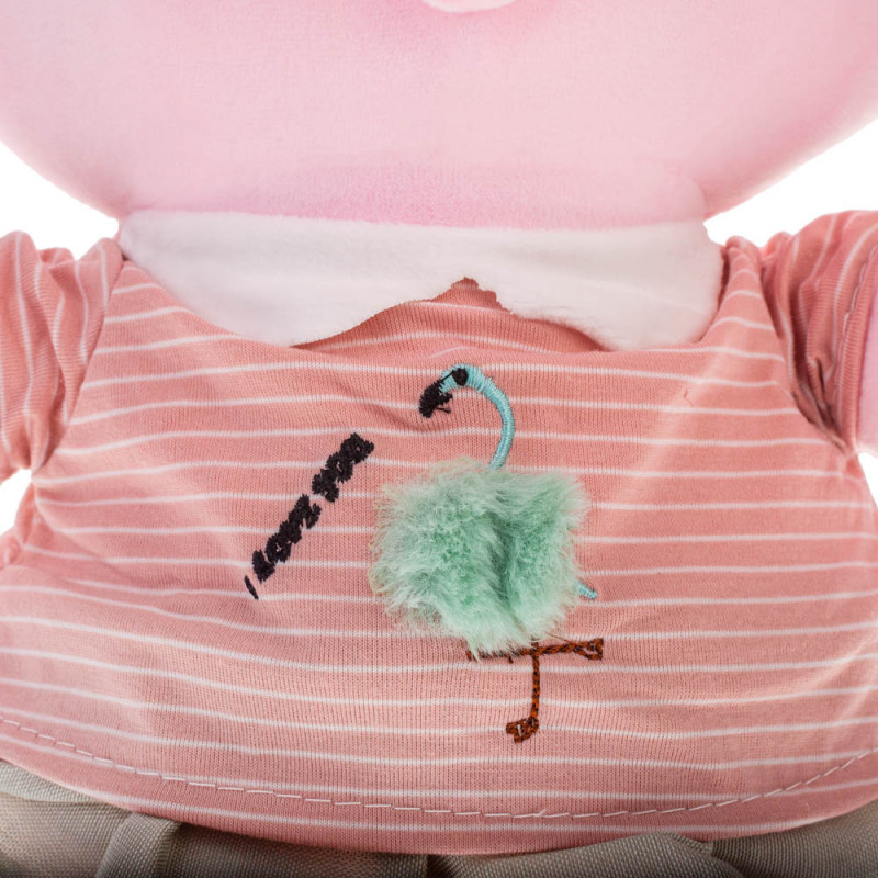 Плюшено слонче Валерия с тениска на фламинго, розово, 47 см