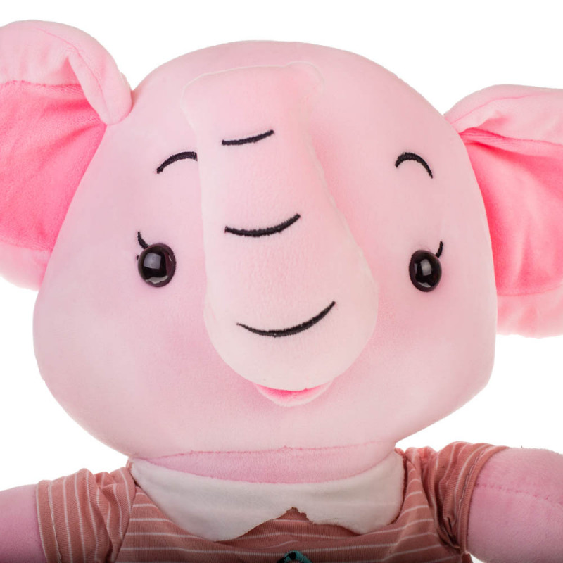 Плюшено слонче Валерия с тениска на фламинго, розово, 47 см