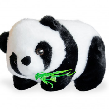 Плюшена панда с евкалиптово листо, 15 см